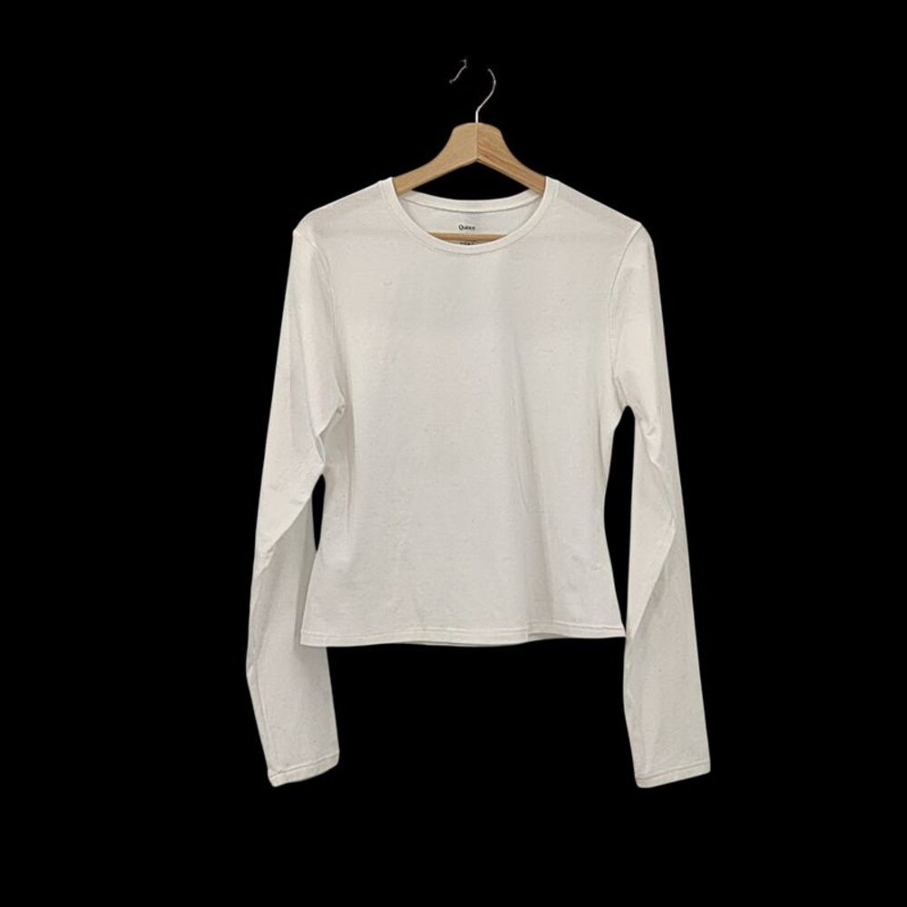 Quince Women Cotton Modal Relaxed Long Sleeve Tee Sleeved Top White L